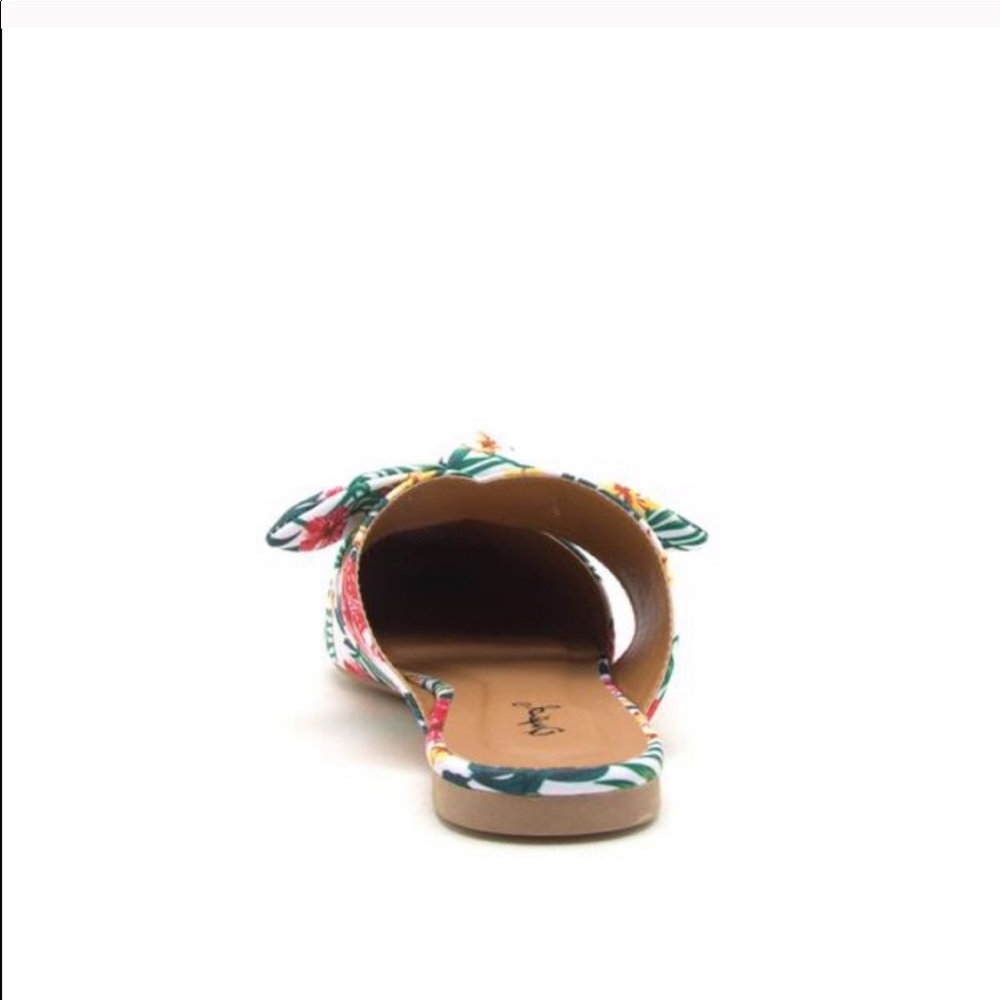 Tropical print mules pointed toe bow - Picture 7 of 8